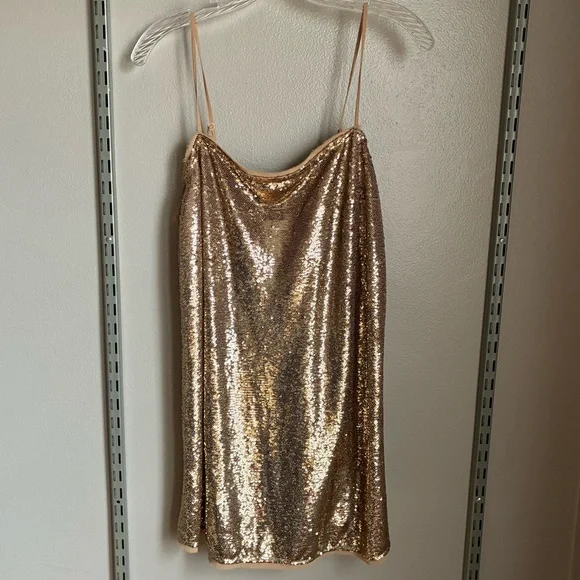 gold sequin slip dress Swann Sequin Slip Maxi Dress Beige / M main image 1